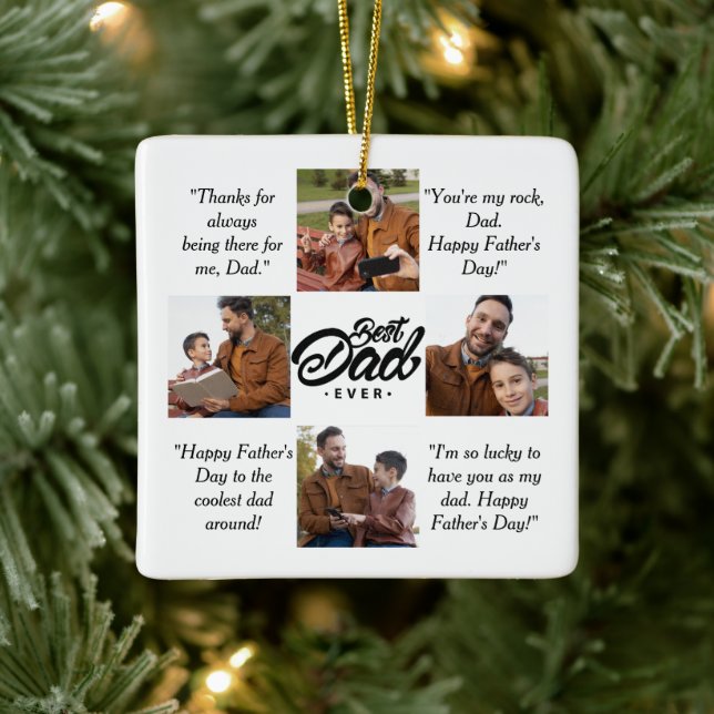 Best Dad Ever Custom Photo Ceramic Ornament (Tree)