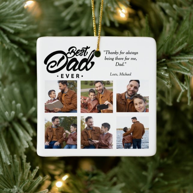 Best Dad Ever Custom Photo Ceramic Ornament (Tree)