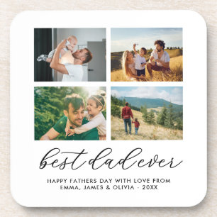 Best Dad Ever Custom Photo Collage Coaster