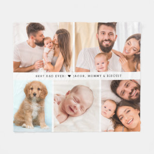Best dad ever Custom photo collage Fleece Blanket