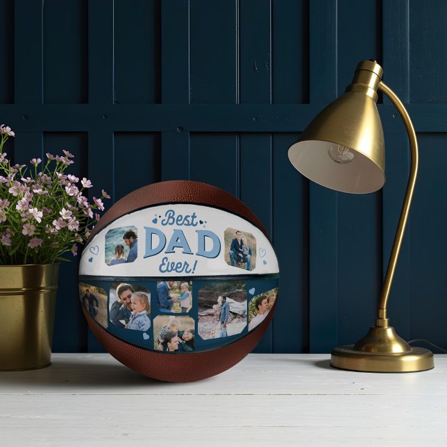 Best Dad Ever Custom Photo Collage Keepsake Gift Basketball (Best Dad Ever Custom Photo Collage Keepsake Gift Basketball)