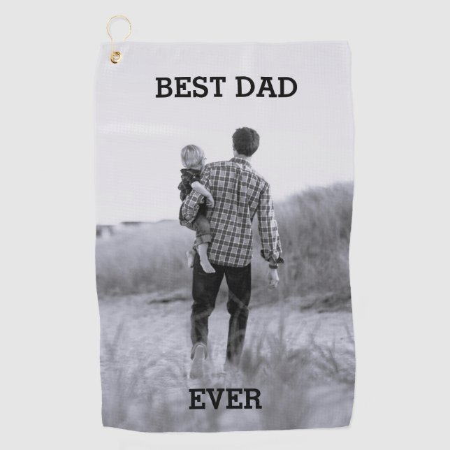 Best Dad Ever Custom Photo Create Your Own Golf Towel (Front)