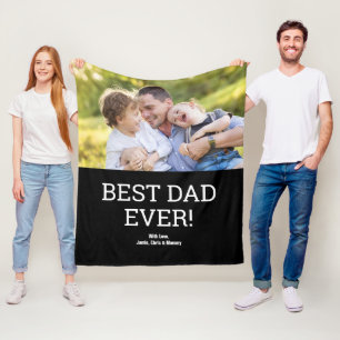 Best Dad Ever Custom Photo Father's day Fleece Blanket