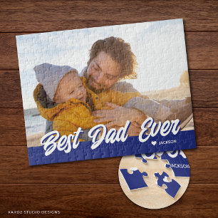 Best Dad Ever Custom Photo Fathers Day Gift Jigsaw Puzzle