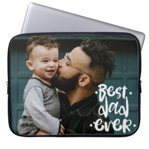 Best Dad ever Custom Photo Father's Day Gift Laptop Sleeve