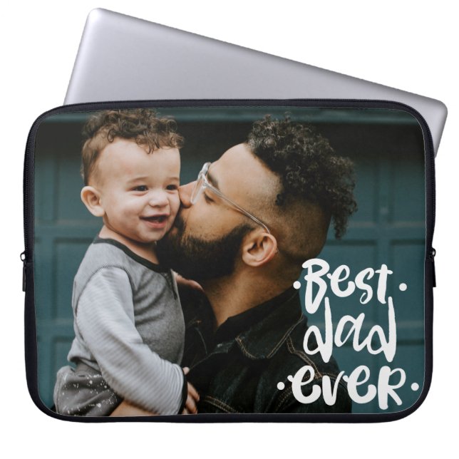 Best Dad ever Custom Photo Father's Day Gift Laptop Sleeve (Front)