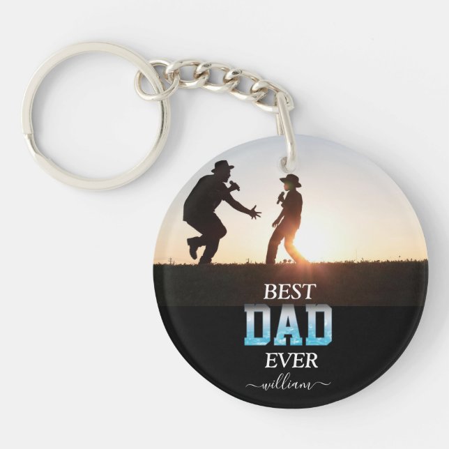 Best Dad Ever Custom Photo Father's Day  Key Ring (Front)