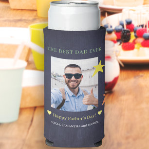 Best dad ever custom photo Father's Day modern Seltzer Can Cooler