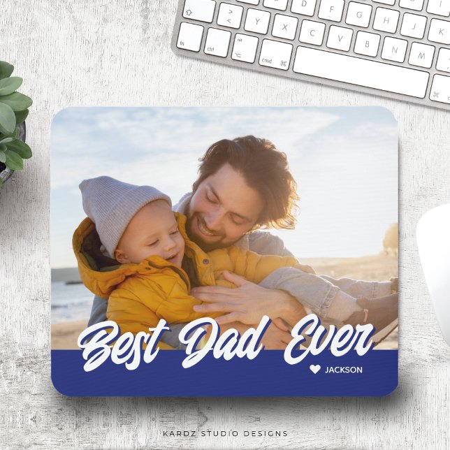 Best Dad Ever Custom Photo Fathers Day Mouse Pad (Add your favorite picture and kid´s name to this Father's Day Gift Mouse Pad.)
