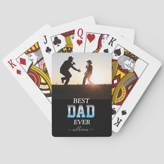 Best Dad Ever Custom Photo Father's Day  Playing Cards (Back)