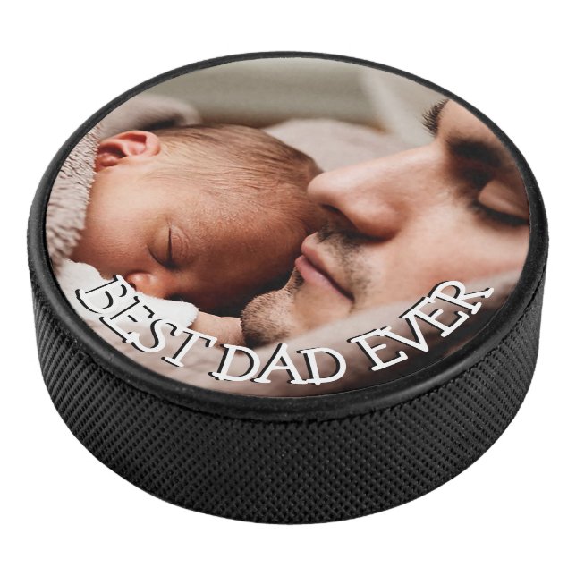 Best Dad Ever Custom Photo Hockey Puck (3/4)