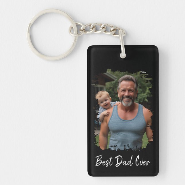 Best Dad Ever Custom Photo Keychain (Front)