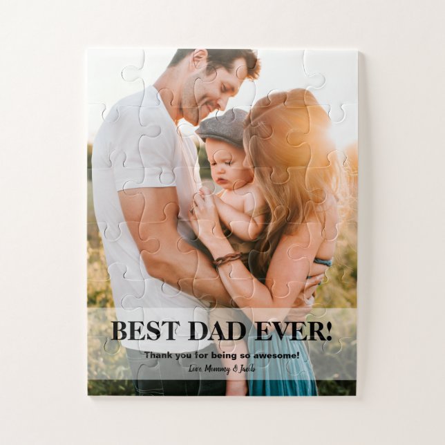 Best Dad Ever Custom Photo Names Daddy Gift Jigsaw Puzzle (Vertical)