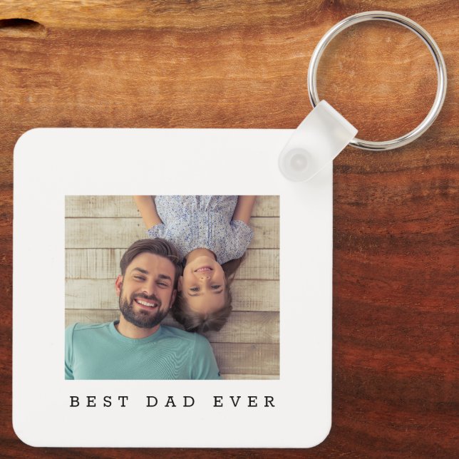 Best Dad Ever Custom Photo Personalised  Key Ring (Back)