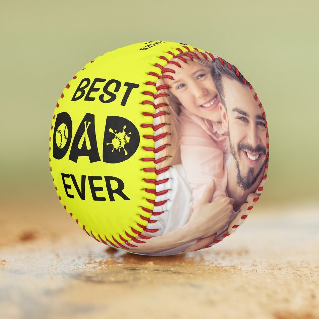 Best Dad Ever Custom Photo Personalised Name Softball (Creator Uploaded)