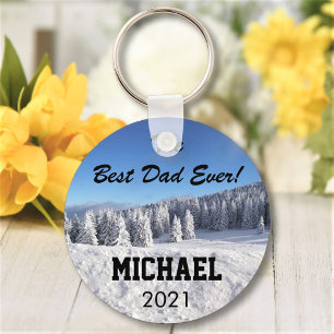 Best Dad Ever Custom Photo Personalised Text Gift Key Ring
