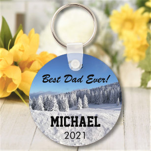 Best Dad Ever Custom Photo Personalised Text Gift Key Ring