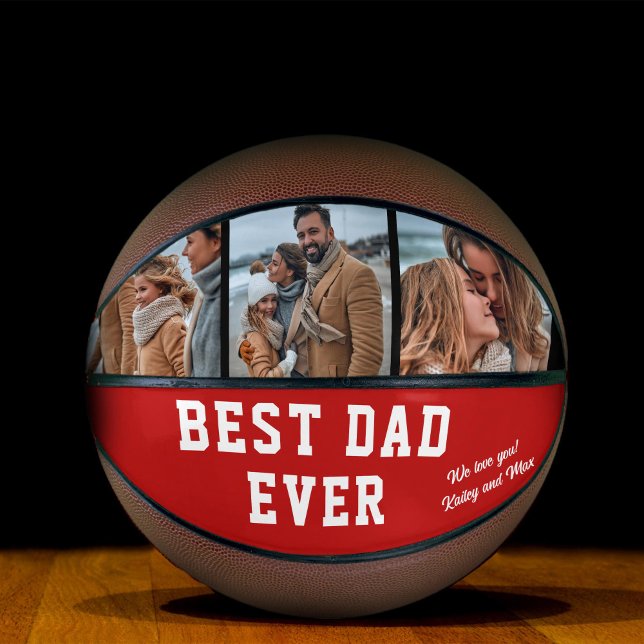 Best Dad Ever Custom Photo Red Basketball (Creator Uploaded)