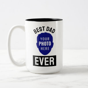 Best Dad Ever Custom Photo Silhouette Two-Tone Coffee Mug
