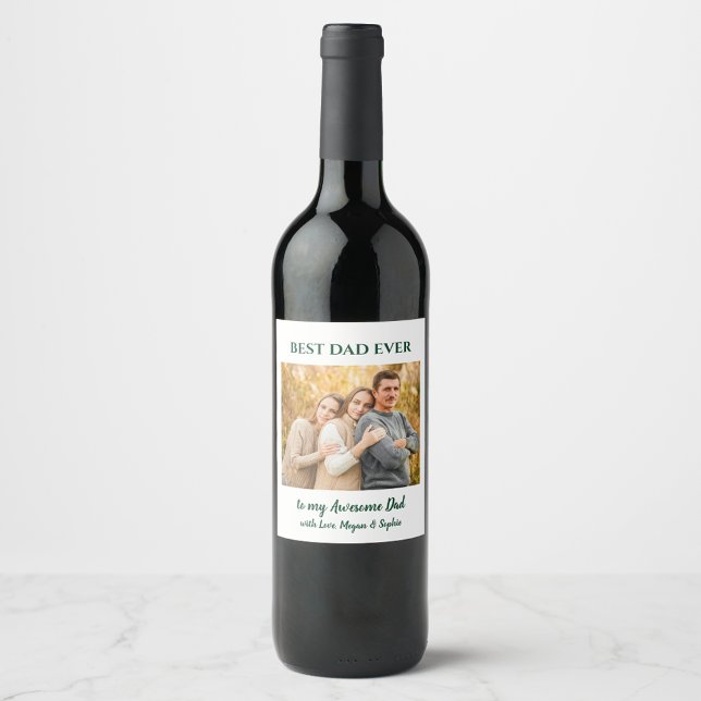 Best Dad Ever Custom Photo Wine Label (Creator Uploaded)