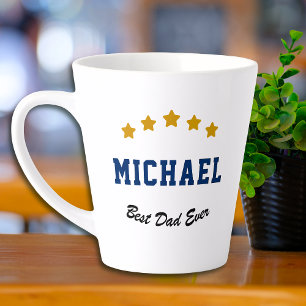 Best Dad Ever Custom Text Gold Stars Personalised Latte Mug