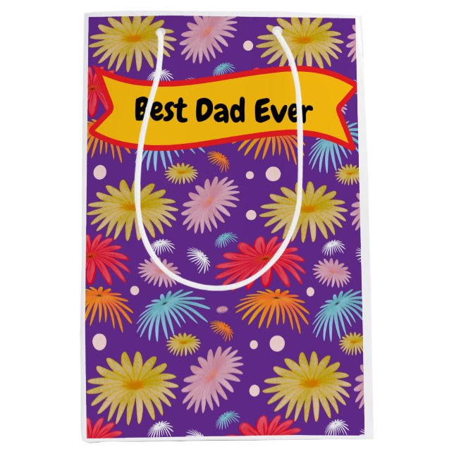 Best Dad Ever Custom Typography Gift for Dad  Medium Gift Bag (Front)