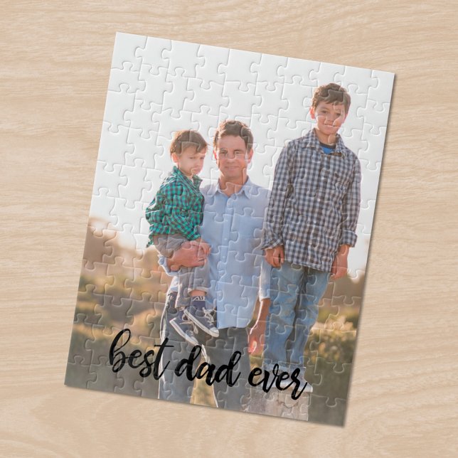 Best Dad Ever Custom Vertical Photo Black Script Jigsaw Puzzle (Best Dad Ever Custom Vertical Photo Black Script Jigsaw Puzzle, in situ)