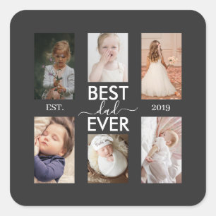 Best Dad Ever Customizable year and images Square Sticker