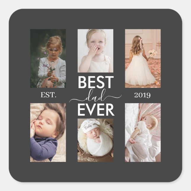 Best Dad Ever Customizable year and images Square Sticker (Front)