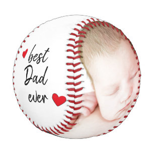 Best Dad Ever Cute 2 Photo Custom Baseball