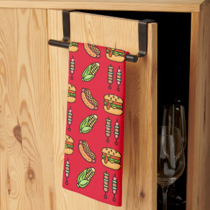 Best Dad Ever Cute Barbecue Foods Tea Towel