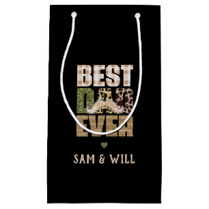 Best Dad Ever Cute Checkered Pattern Small Gift Bag