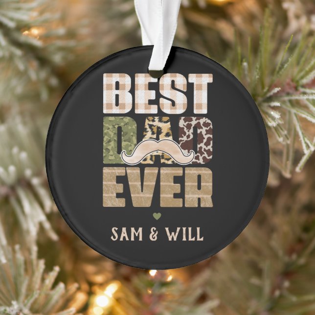 Best Dad Ever | Cute | Chequered Pattern Ornament (Tree)