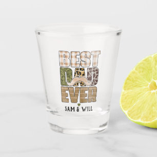 Best Dad Ever Cute Chequered Pattern Shot Glass