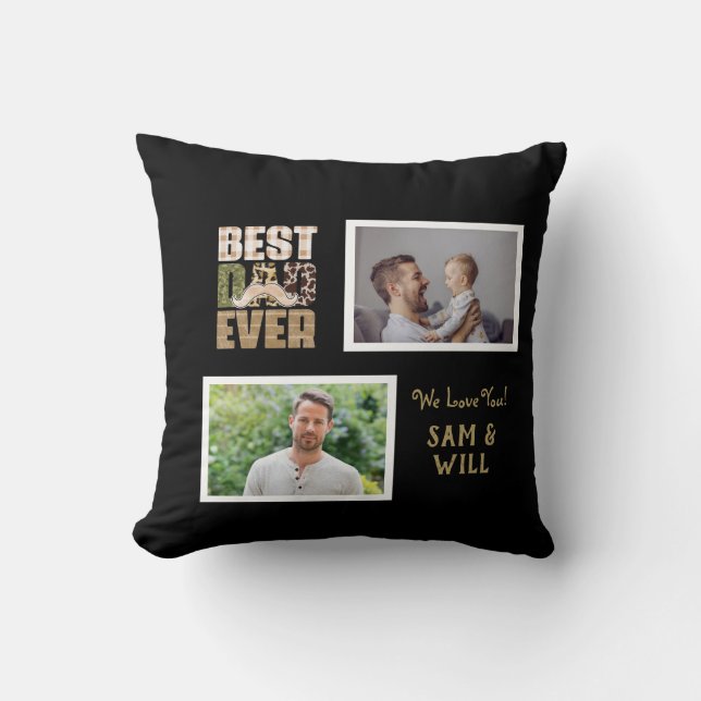Best Dad Ever | Cute | Chequered Pattern Throw Pil Cushion (Front)