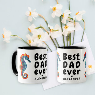 Best Dad Ever Cute Colourful Seahorse Father's Day Mug