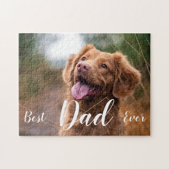 Best Dad Ever Cute Dog Pet Photo Dog Dad Jigsaw Puzzle (Horizontal)