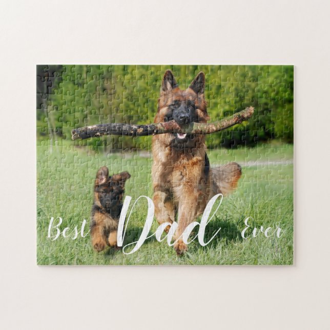 Best Dad Ever Cute Dog Pet Photo Fathers Day Jigsaw Puzzle (Horizontal)