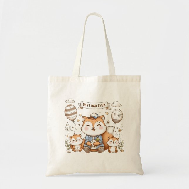 Best dad ever cute foxes tote bag (Front)