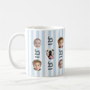 Best Dad Ever Cute Stripes Baby 3 Face Photo Coffee Mug