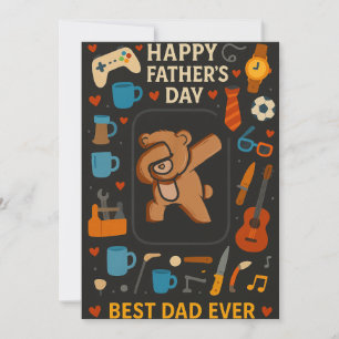 Best Dad Ever Dabbing Bear Teach Fathers Day Cards