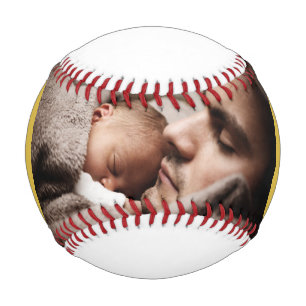 Best Dad Ever Dad And Baby Photo Gold Father's day Baseball