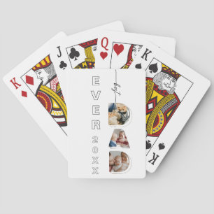 Best DAD ever Dad Letters 3 Photos Collage Playing Cards