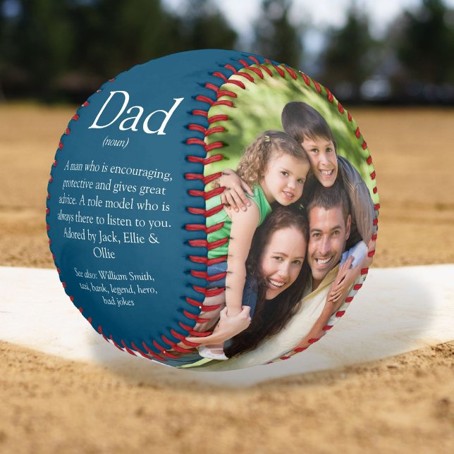 Best Dad Ever Definition 2 Photo Fun Blue Baseball (Best Dad Ever Definition 2 Photo Fun Blue Baseball)