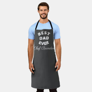 Best Dad Ever Elegant Grey White Name Modern Apron