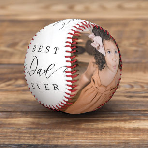 Best Dad Ever Elegant Script 2 Photos Names & Year Baseball