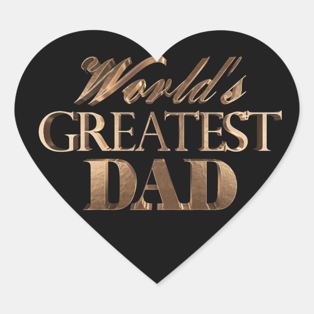 Best Dad Ever Elegant Text Black Gold Typography Heart Sticker (Front)
