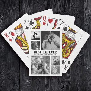 Best DAD ever Family Photo Collage Cool Trendy Playing Cards