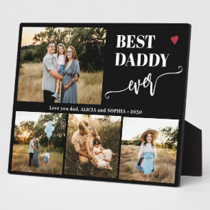 Best dad ever family photo collage heart plaque