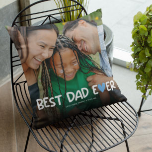 Best Dad Ever Family Photo Cushion